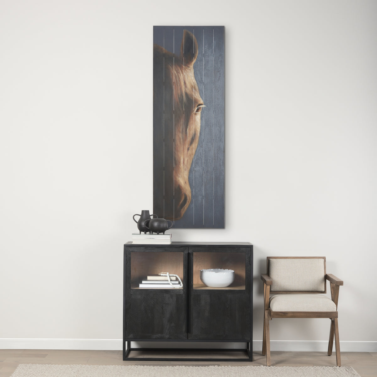 Hennessy 24x68 Brown Horse Painting