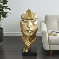Gold Quiet Gesture Face Sculpture