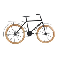 Black Metal Bike Decor with Wooden Wheels