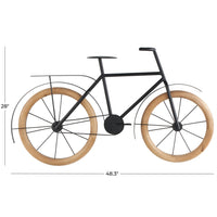 Black Metal Bike Decor with Wooden Wheels