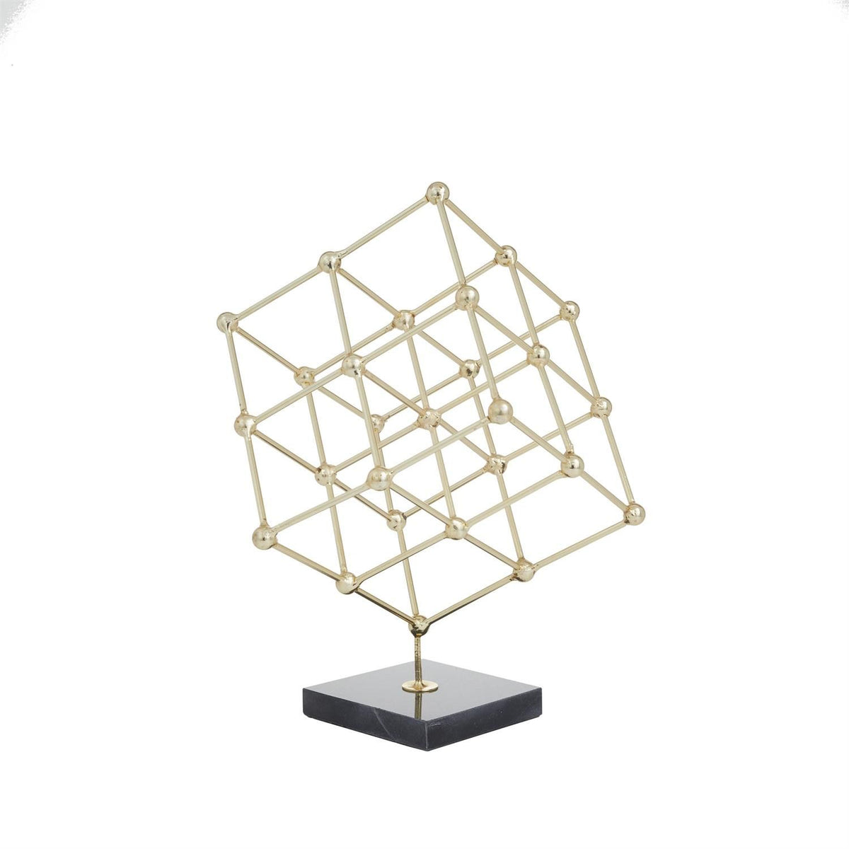 Gold Cube and Marble Sculpture