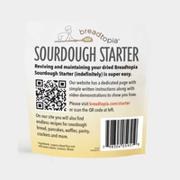 Sourdough Starter package from Breadtopia with instructions and QR code.