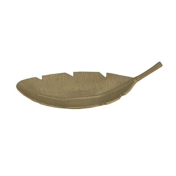 home decor store in Columbia, MO - Boat Leaf Tray with intricate leaf pattern and brass finish.