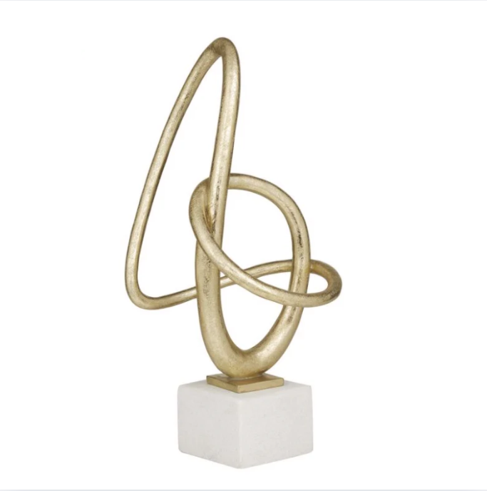 Gold Polystone Abstract Swirl Decorative Sculpture