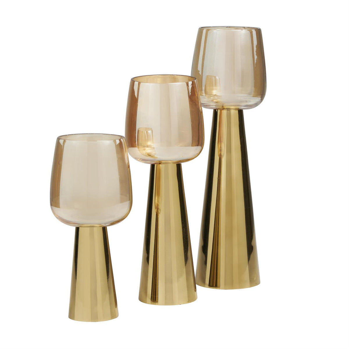 Stylish, classy, gold glass candle holder