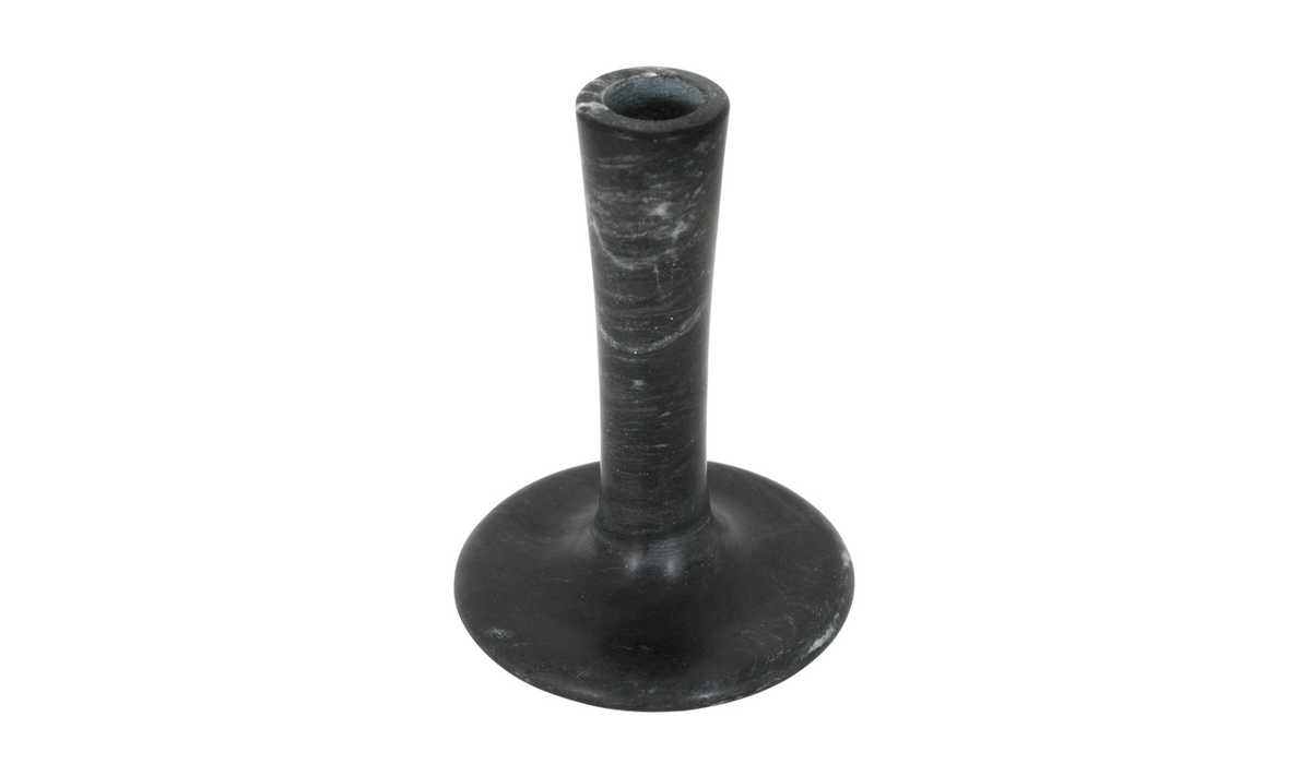 black marble candle stick holder with white veins