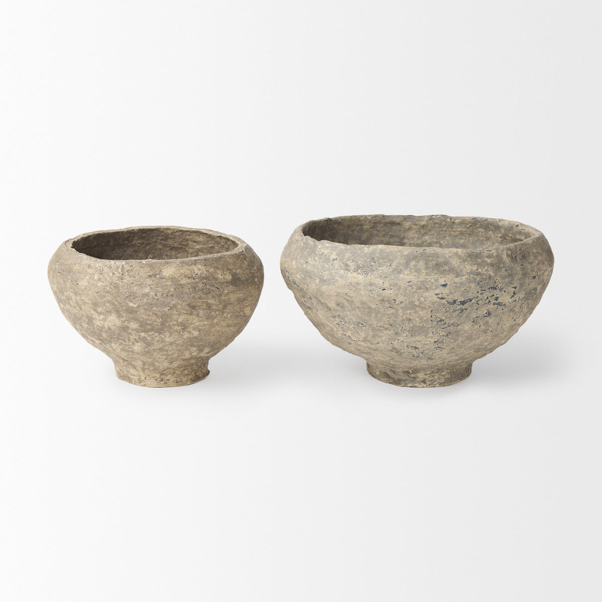 Sonu Set of 2 Gray Paper Mache Half-Pot Bowls
