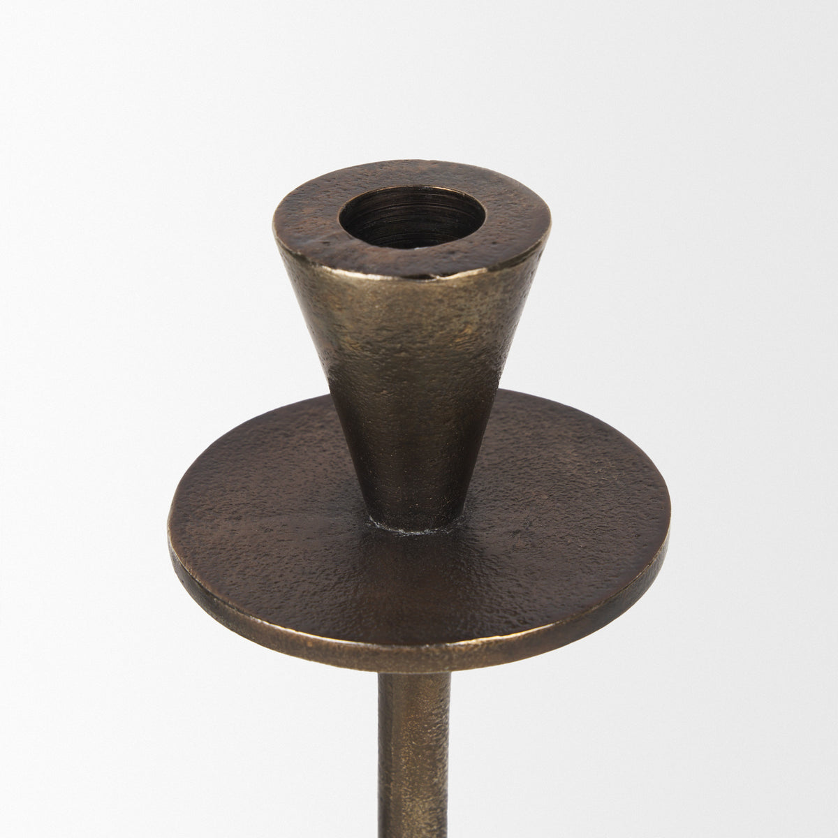 Petria Antiqued Gold Textured Metal Taper Candle Holders