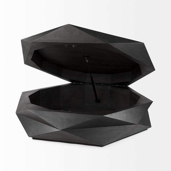 Arreto Black Wood Hexagonal Coffee Table