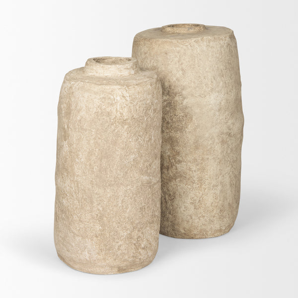 Rama Small Beige Paper Mache Floor Vase