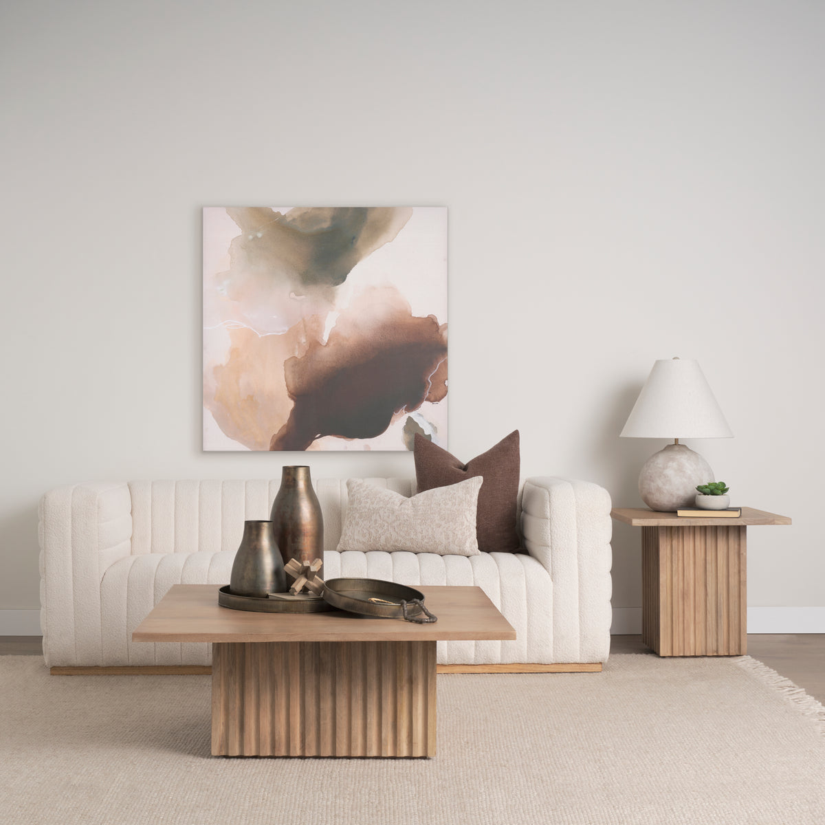 June Light Brown Fluted Coffee Table