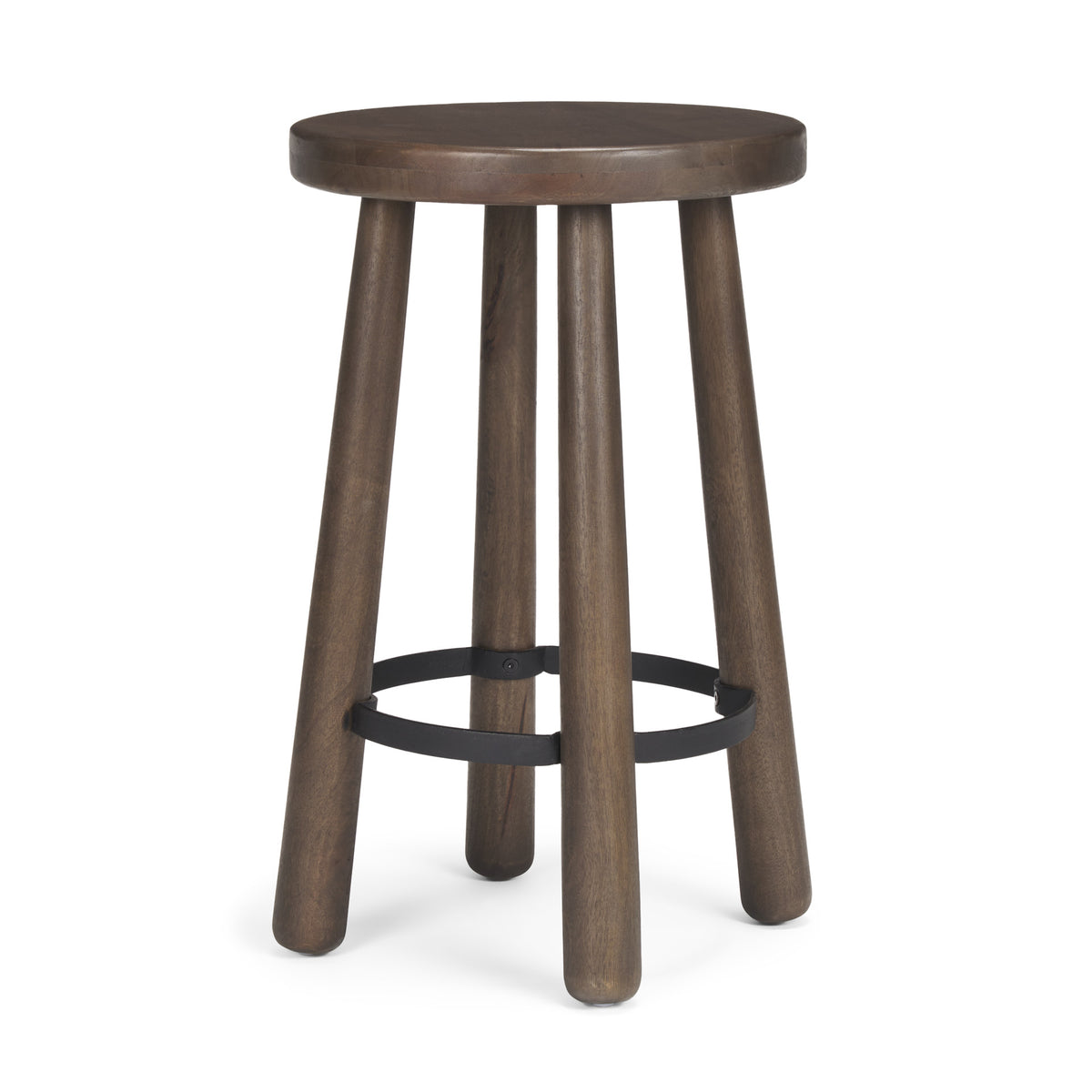 Weldon Dark Brown Wood w/ Matte Black Metal Counter Stool
