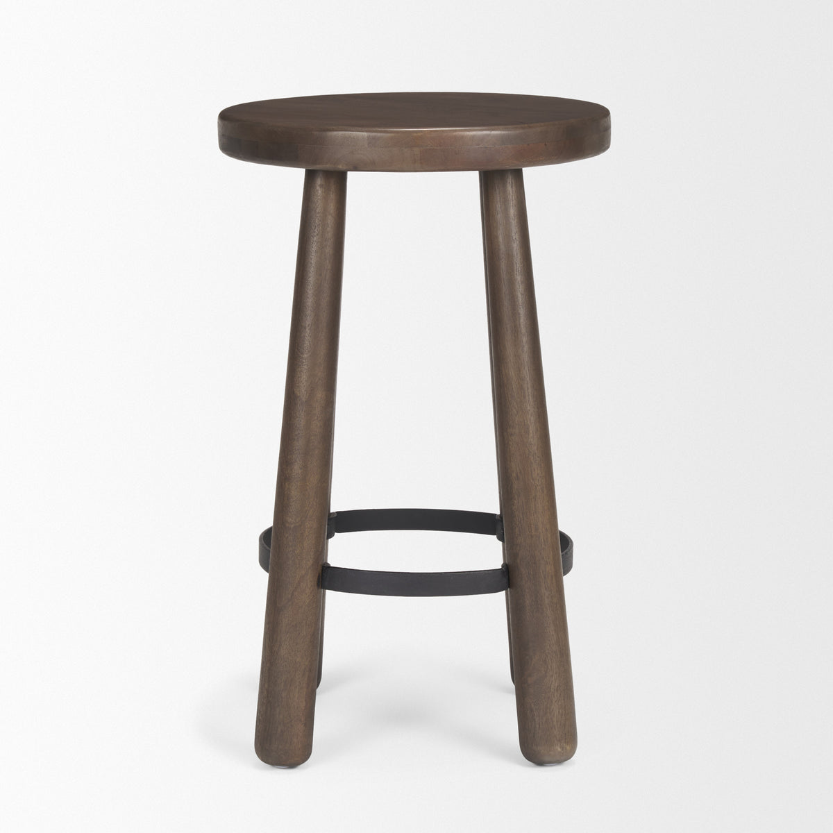 Weldon Dark Brown Wood w/ Matte Black Metal Counter Stool