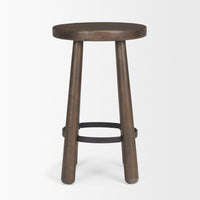 Weldon Dark Brown Wood w/ Matte Black Metal Counter Stool
