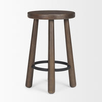 Weldon Dark Brown Wood w/ Matte Black Metal Counter Stool