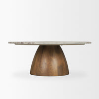 Allyson Round Brown Pedestal w/ Pink Marble Top Coffee Table