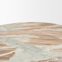 Allyson Round Brown Pedestal w/ Pink Marble Top Coffee Table