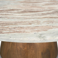 Allyson Round Brown Pedestal w/ Pink Marble Top Coffee Table