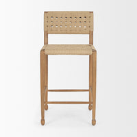 Brinley Woven Paper Rope w/ Brown Wood Frame Counter Stool