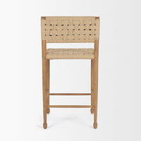 Brinley Woven Paper Rope w/ Brown Wood Frame Counter Stool