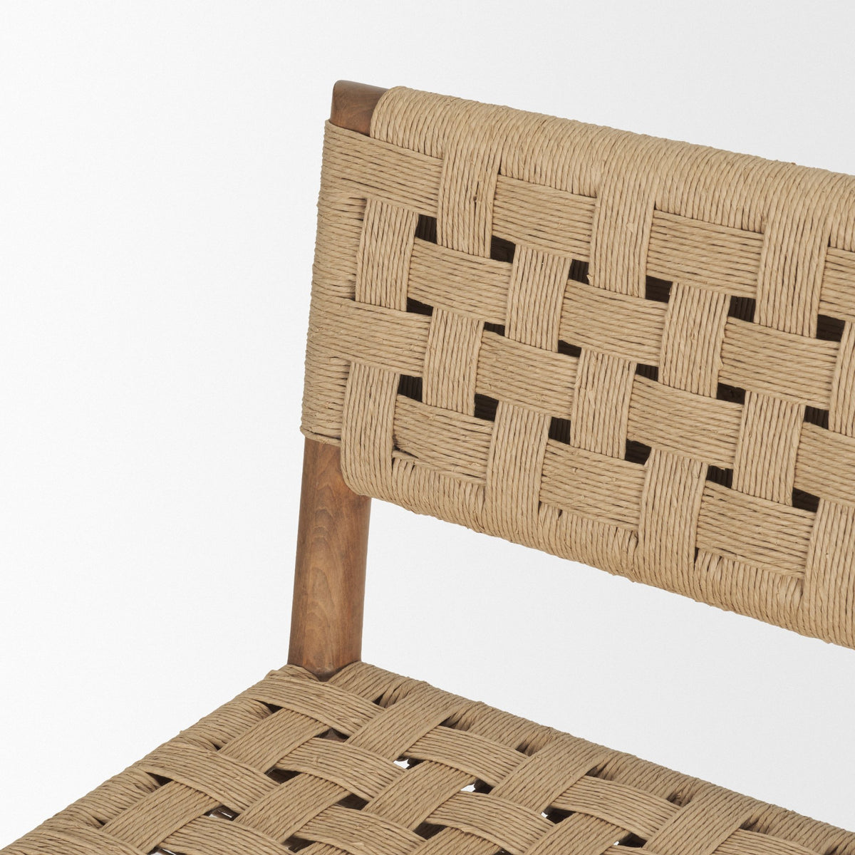 Brinley Woven Paper Rope w/ Brown Wood Frame Counter Stool