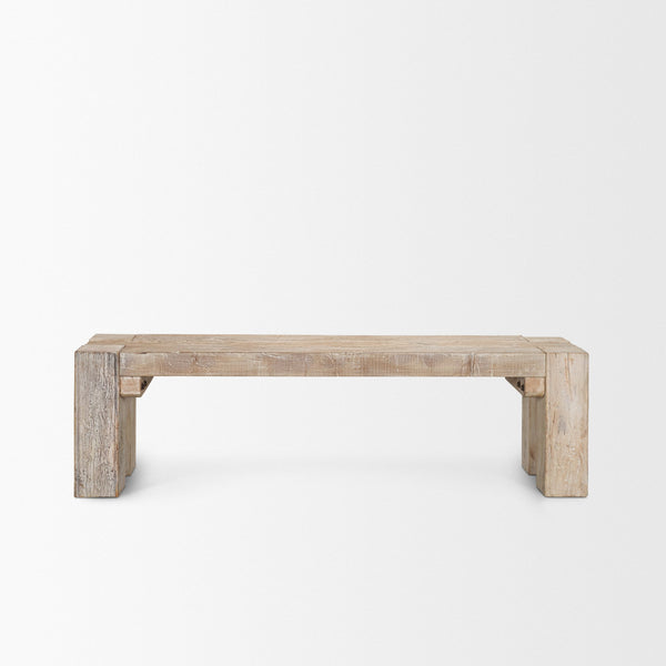 McArthur 64" Whitewash Reclaimed Wood Bench