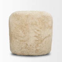 Huntley Cream Faux Fur Fabric Swivel Accent Chair