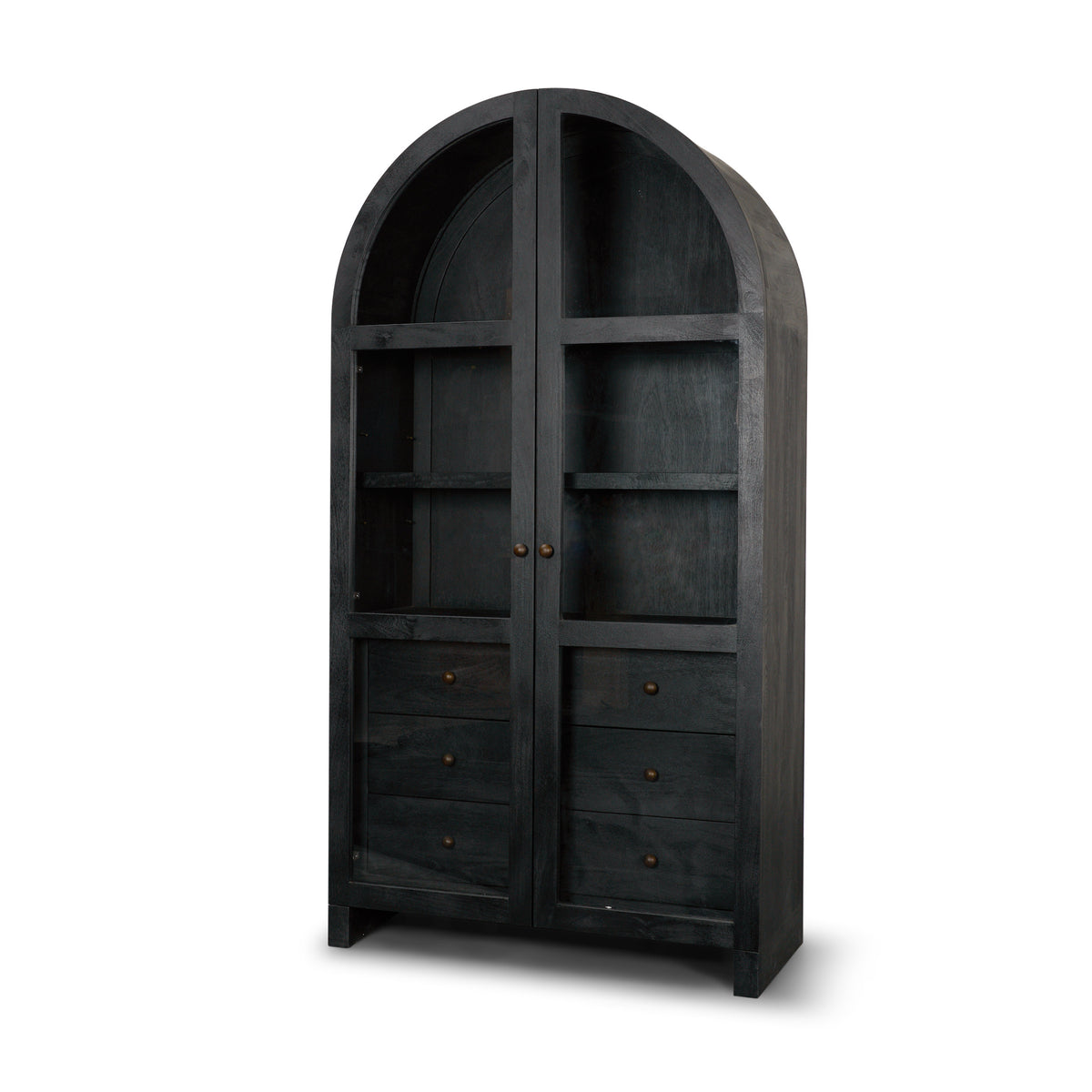 Arched Black Suri Curio Shelving Unit