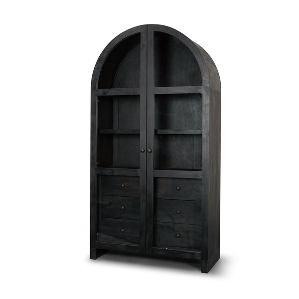 Arched Black Suri Curio Shelving Unit