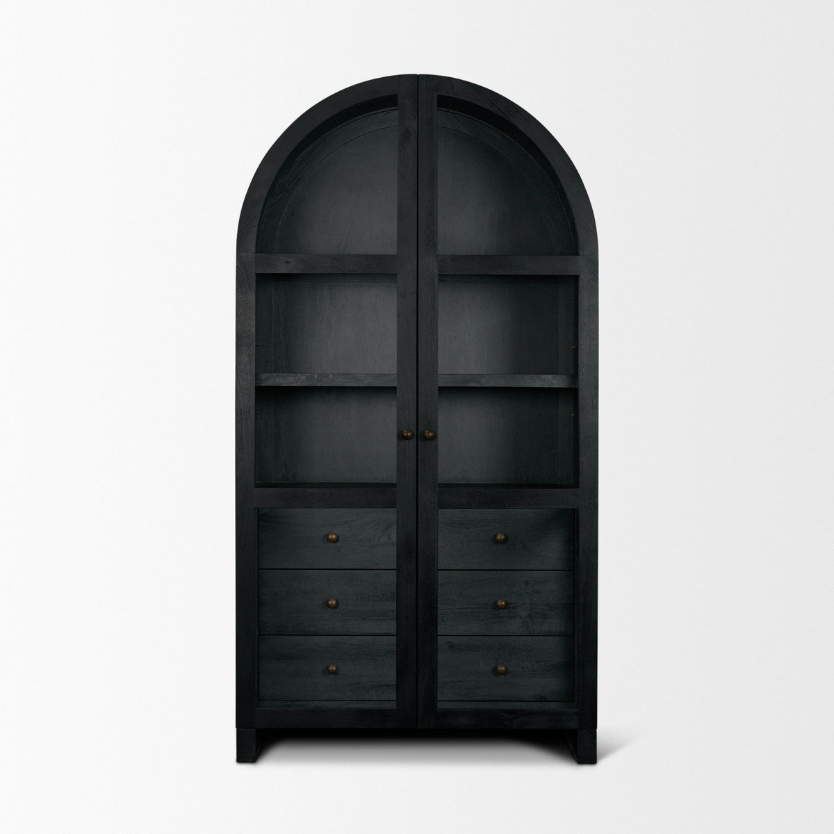 Arched Black Suri Curio Shelving Unit