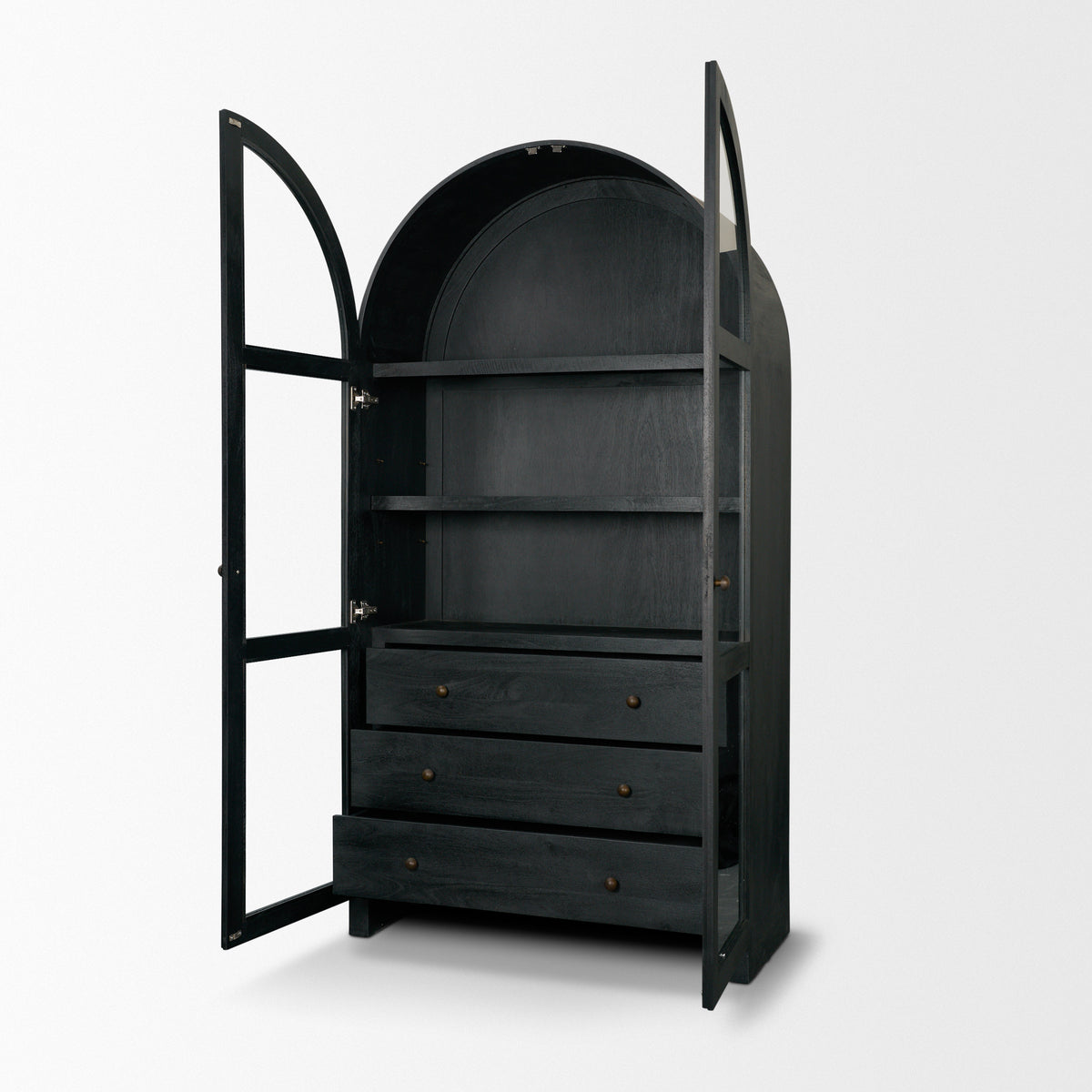Arched Black Suri Curio Shelving Unit