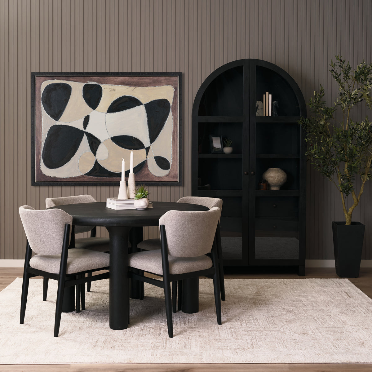 Arched Black Suri Curio Shelving Unit