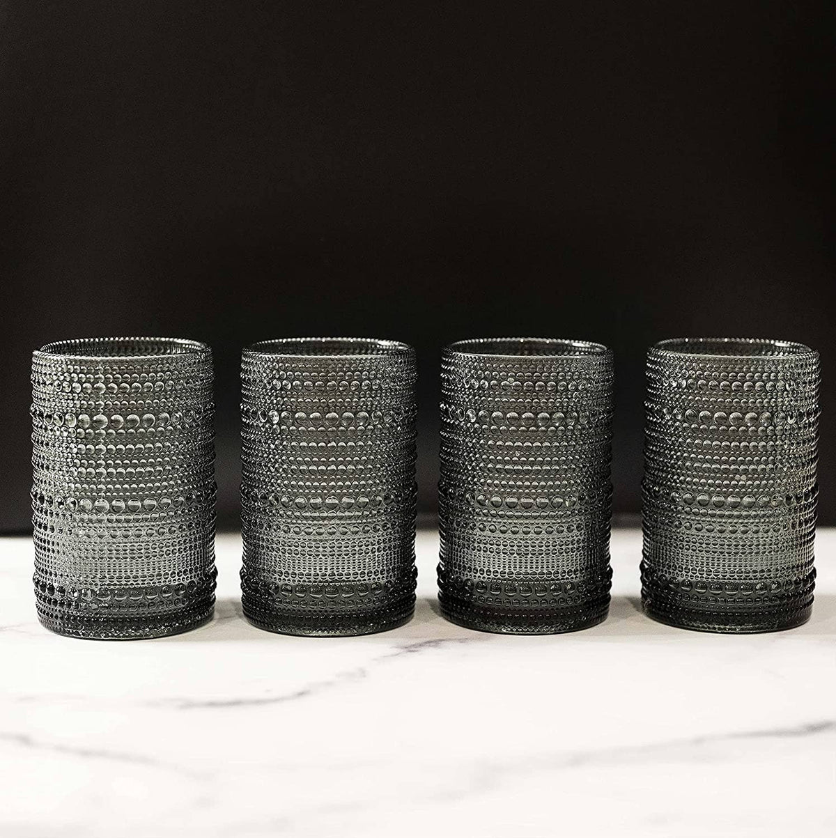 Hobnail Drinking Glasses - Gray 13 oz ( Set of 4 )