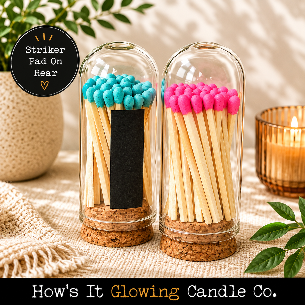 Cloche Matches (30 matches & Striker) | Glass & Cork