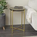 Gold Metal End Table with Textured Glass Top