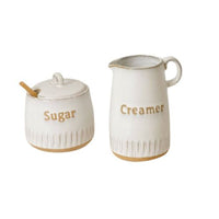 Fluted Edge Stoneware Cream And Sugar Set (Pair)