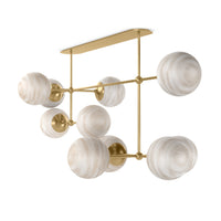 Armstrong Linear Chandelier - Burnished Brass/Marbled Glass