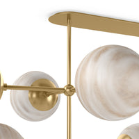 Armstrong Linear Chandelier - Burnished Brass/Marbled Glass
