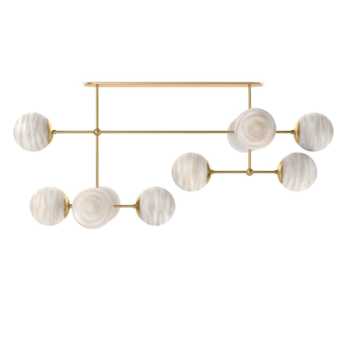 Armstrong Linear Chandelier - Burnished Brass/Marbled Glass