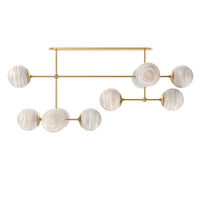 Armstrong Linear Chandelier - Burnished Brass/Marbled Glass