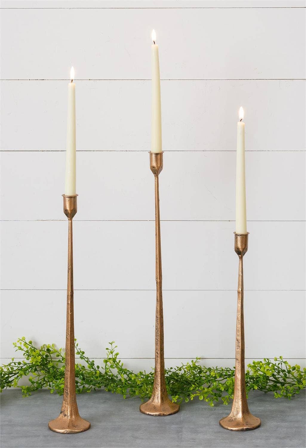Hand Forged Metal Candle Holders, Copper (Set Of 03)