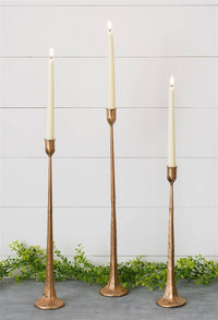 Hand Forged Metal Candle Holders, Copper (Set Of 03)