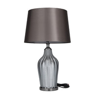 Silver Tempered Glass Room Table Lamp with Chevron Pattern