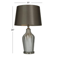Silver Tempered Glass Room Table Lamp with Chevron Pattern
