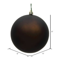 Vickerman 6" Chocolate Matte Ball Ornament, 4 per Bag
