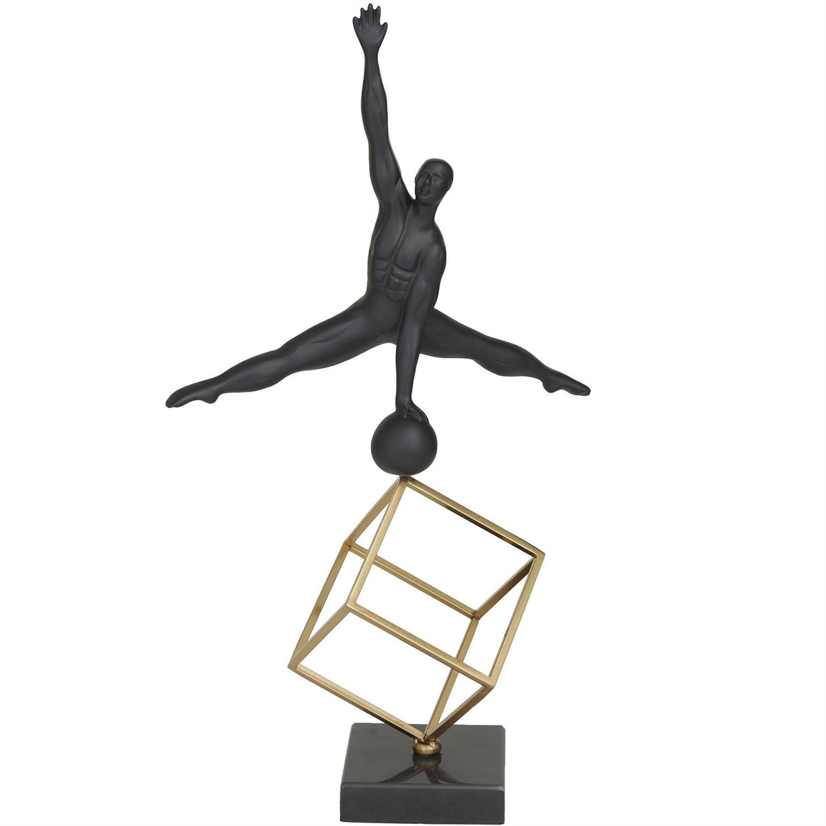 Black Marble Gymnast Sculpture