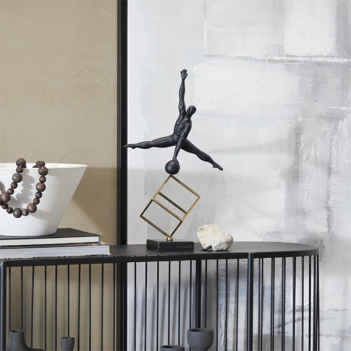 Black Marble Gymnast Sculpture