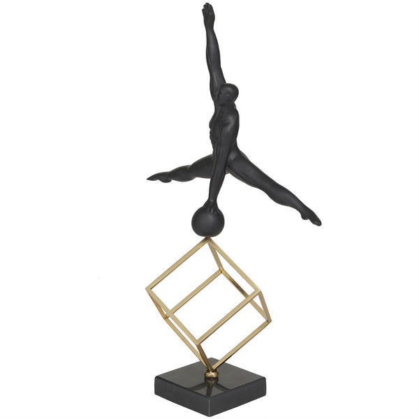 Black Marble Gymnast Sculpture