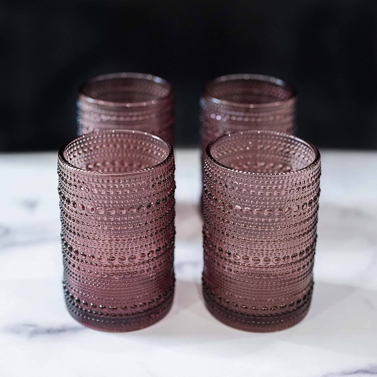 Hobnail Drinking Glasses - Pink 13 oz ( Set of 4 )