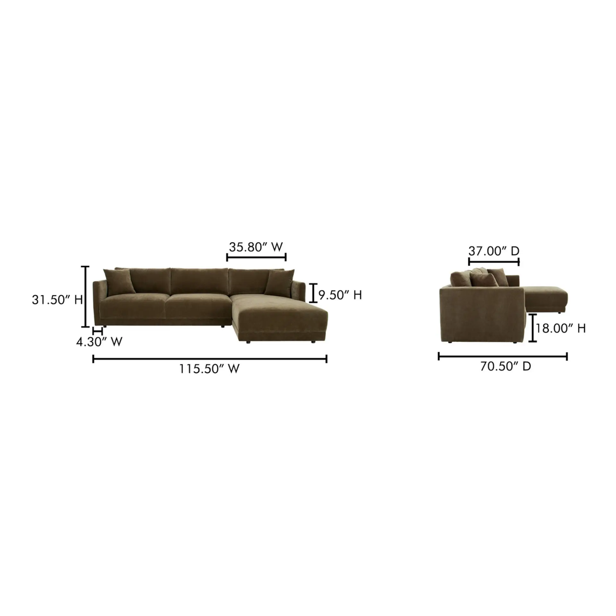 Bryn Sectional Right Heritage Cedar Green